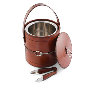 Premium Genuine Leather Bit Lidded Ice Bucket