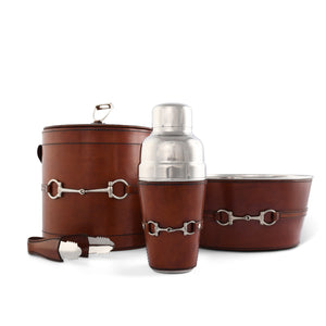 Premium Genuine Leather Bit Lidded Ice Bucket