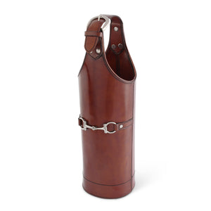 Premium Genuine Leather Bit Single Wine Bottle Carrier