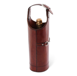 Premium Genuine Leather Bit Single Wine Bottle Carrier