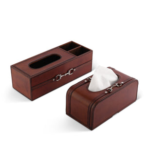 Premium Genuine Leather Bit Tissue Box