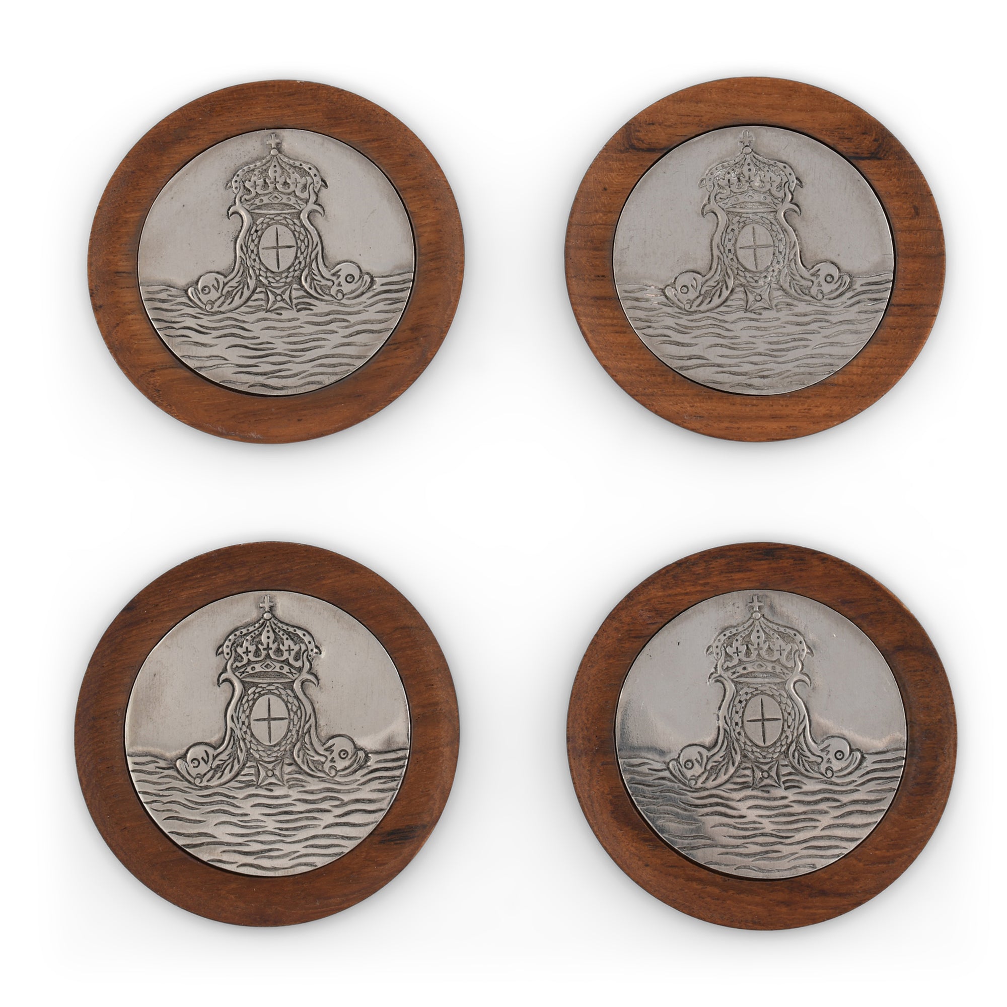 Vagabond House Ocean Crest Wood Drinking Glass Coasters - Set of 4 Product Image